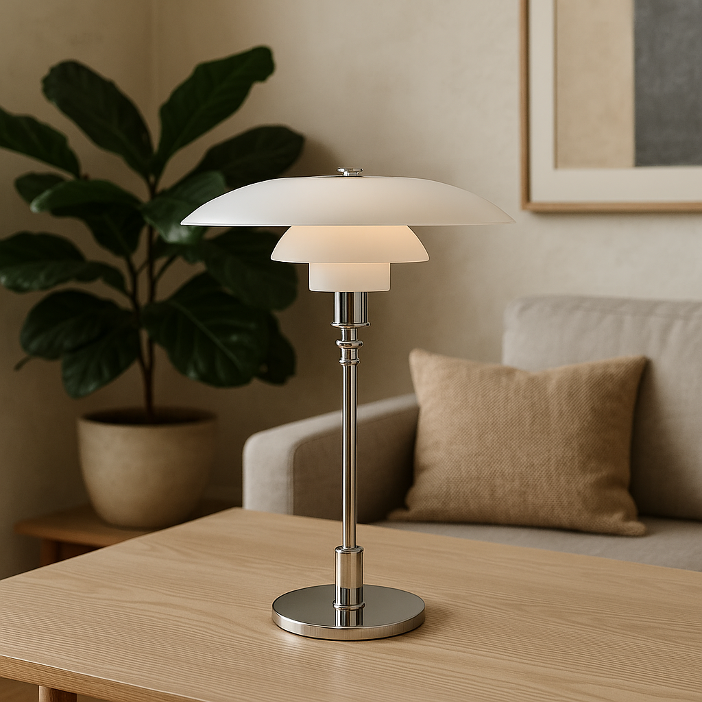 Modern Danish Designer Table Lamp - Layered Shade, LED
