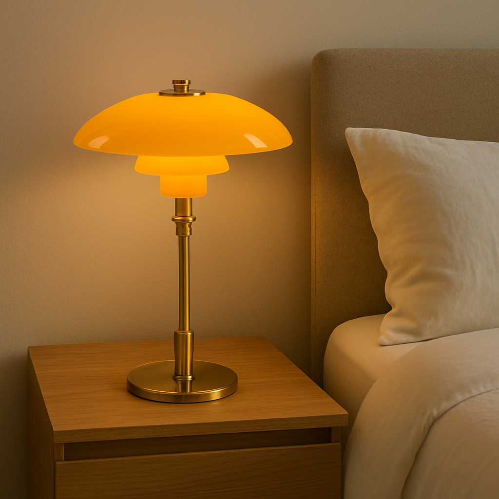 Modern Danish Designer Table Lamp - Layered Shade, LED
