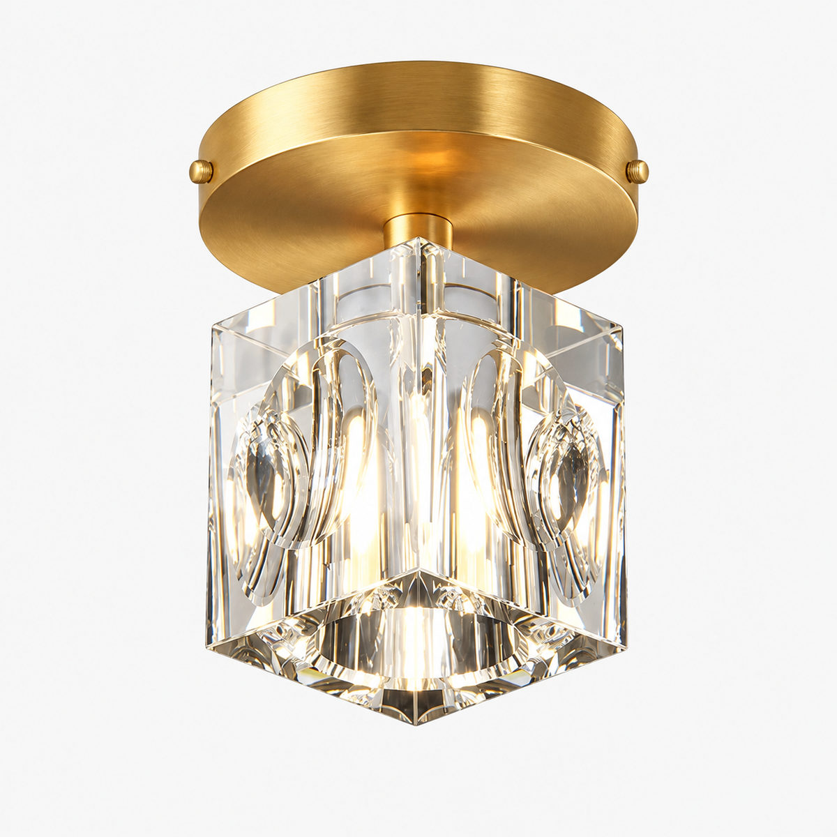 Geometric Crystal Ceiling Lamp - Modern Black or Gold Finish
