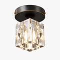Geometric Crystal Ceiling Lamp - Modern Black or Gold Finish