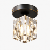 Geometric Crystal Ceiling Lamp - Modern Black or Gold Finish