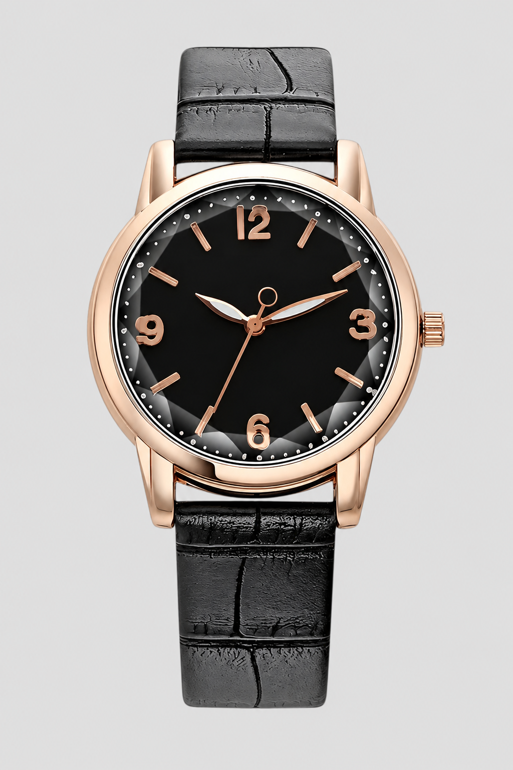Classic Embossed Strap Watch – Elegant Minimalist Dress Timepiece