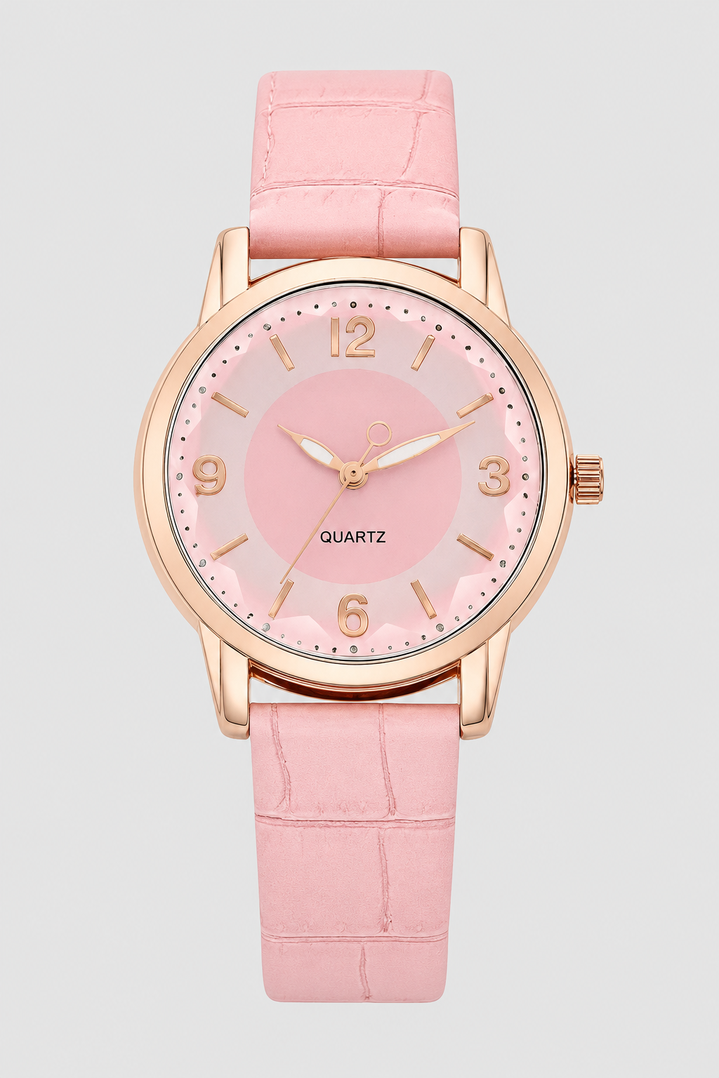 Classic Embossed Strap Watch – Elegant Minimalist Dress Timepiece