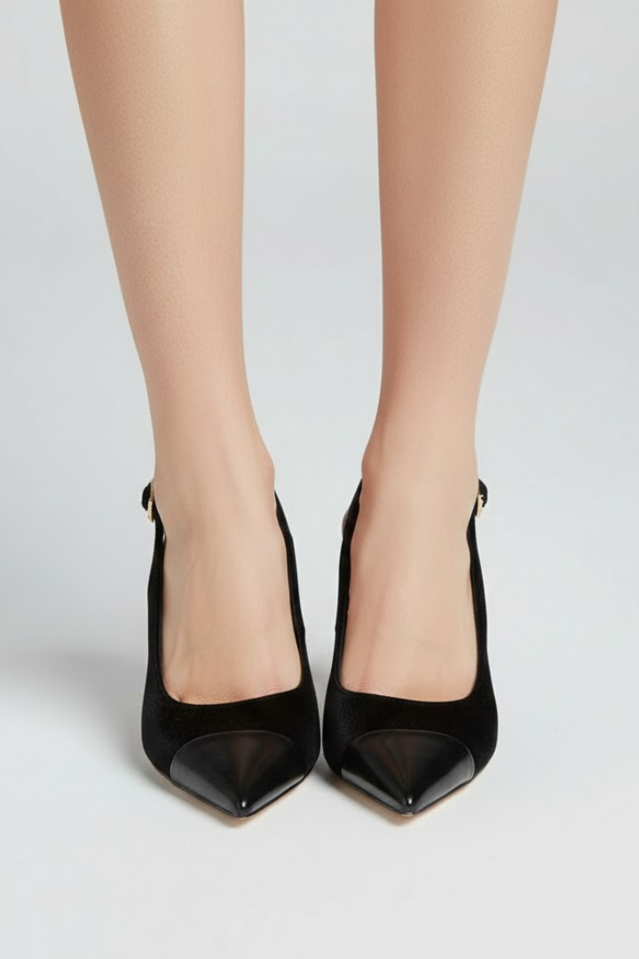 Women's Pointed Toe Slingback Heels in Black - View 2.0 | Roselva