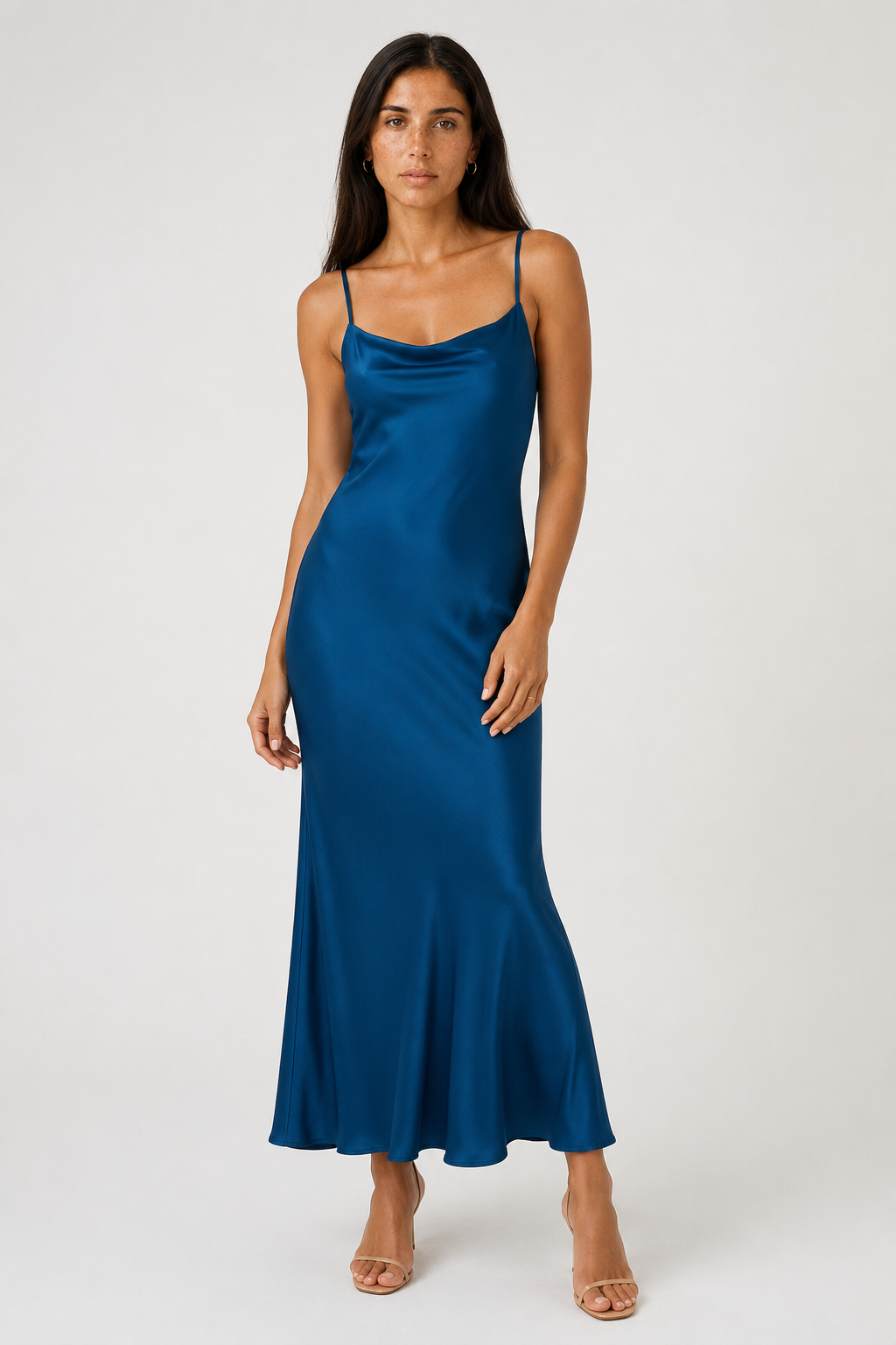 Cowl-Neck Maxi Dress – Elegant Draped Evening Gown