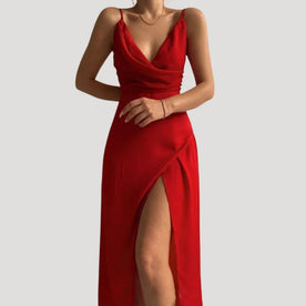 Women's Slit Maxi Dress - Wedding Guest Evening Dress