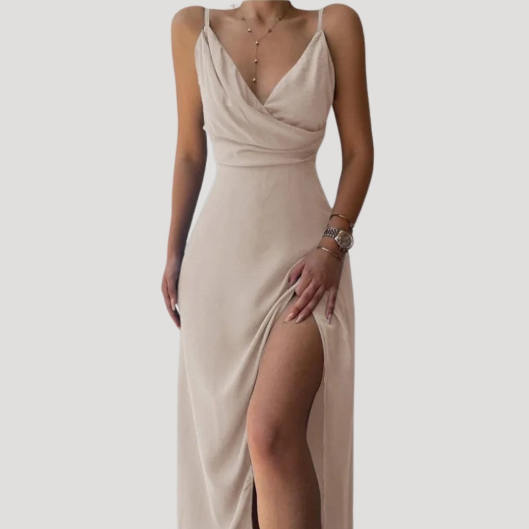 Women's Slit Maxi Dress - Wedding Guest Evening Dress