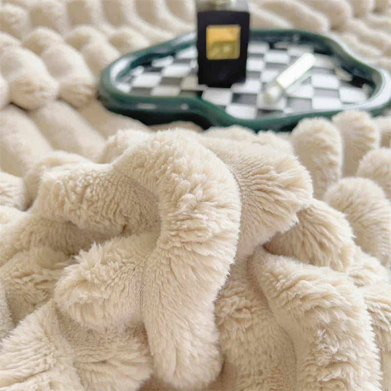 Thick Plush Throw Blanket Ultra Soft Warm Cozy for Sofa and Bed