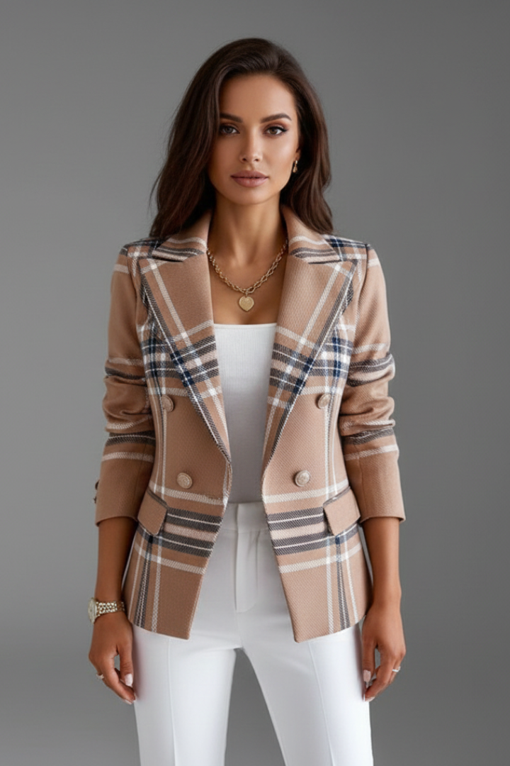 Women's Blazer with Lapels and Textured Surface