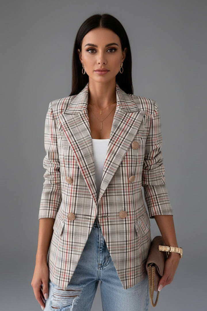 Women's Blazer with Lapels and Textured Surface