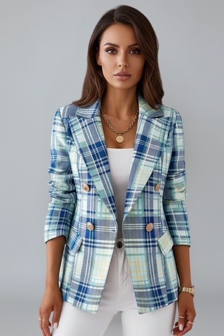 Women's Blazer with Lapels and Textured Surface