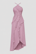 Elegant Halter High-Low Dress for Formal Occasions