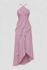 Elegant Halter High-Low Dress for Formal Occasions