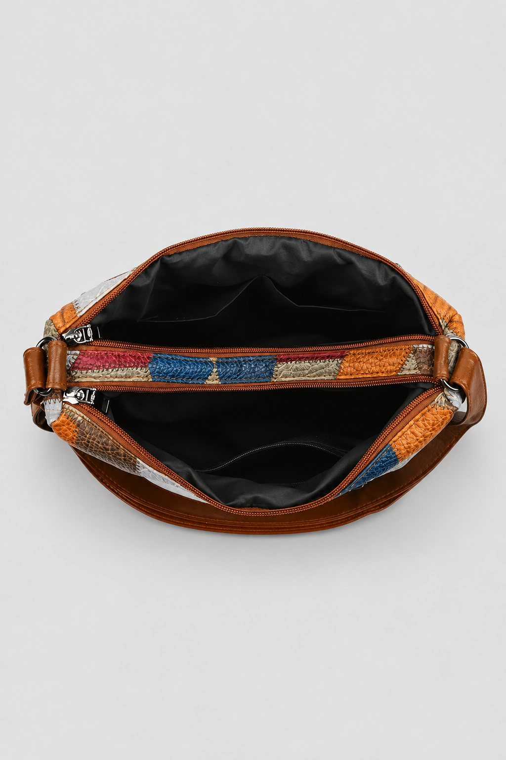 Elegancka torba na ramię z patchworkiem