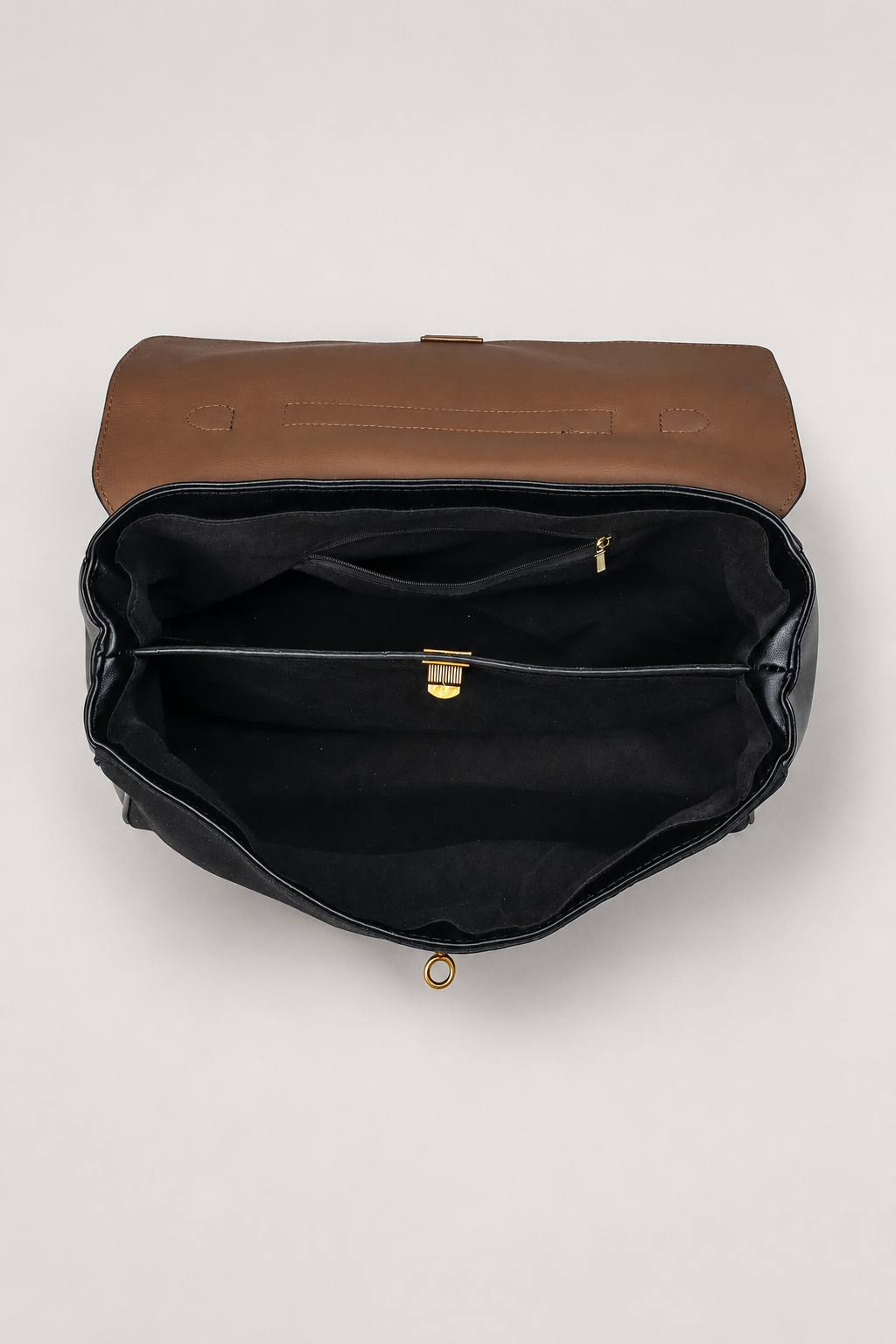 Flap Shoulder Bag with Turn-Lock Clasp