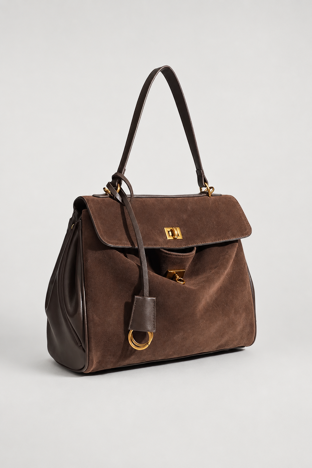 Flap Shoulder Bag with Turn-Lock Clasp