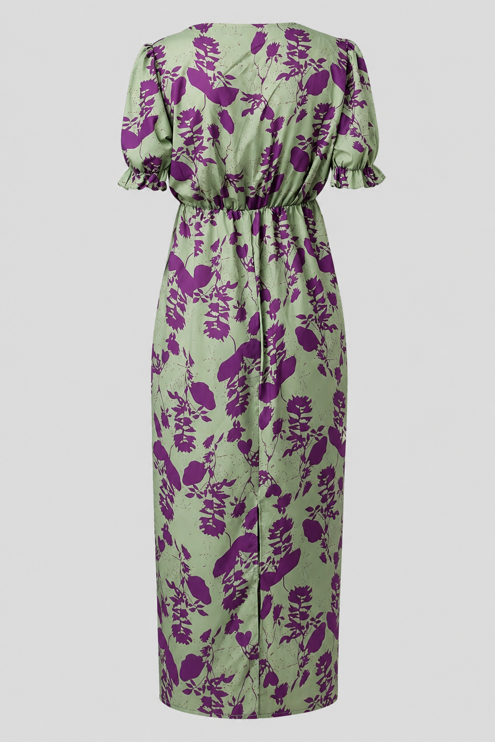Floral Print Midi Dress with Ruffled Puff Sleeves
