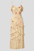 Floral V-Neck Backless Maxi Dress