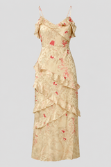 Floral V-Neck Backless Maxi Dress