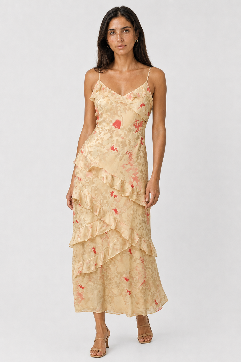 Floral V-Neck Backless Maxi Dress