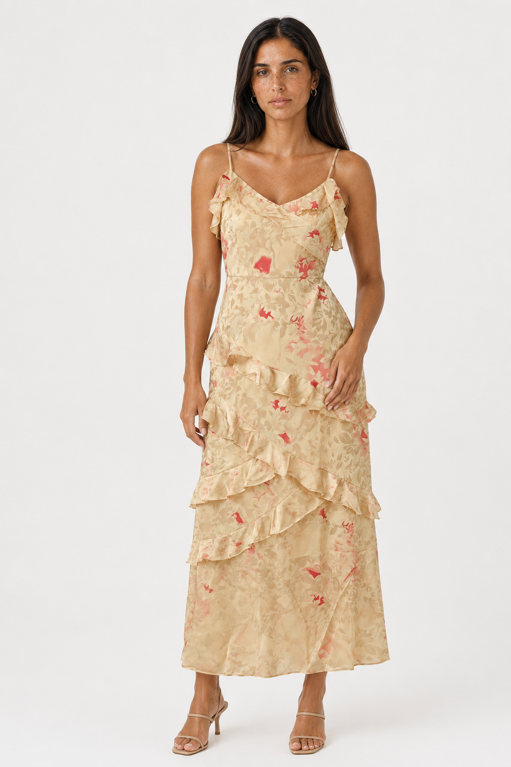 Floral V-Neck Backless Maxi Dress