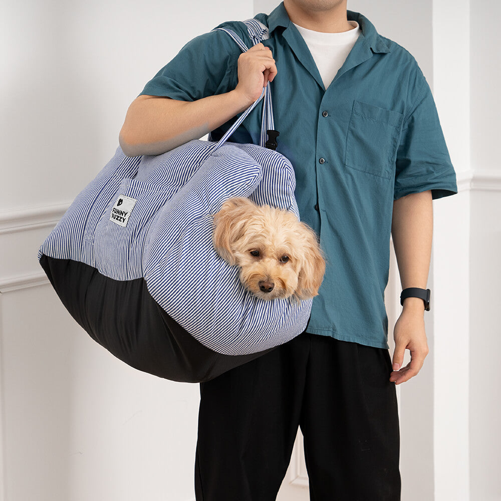 Hund bil seng - Blå-hvide striber - other - {{ product_tags }