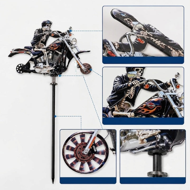 Skull Rider Motorcycle Garden Wind Spinner