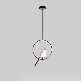Lámpara colgante de pájaro dorado - escultura LED para techo