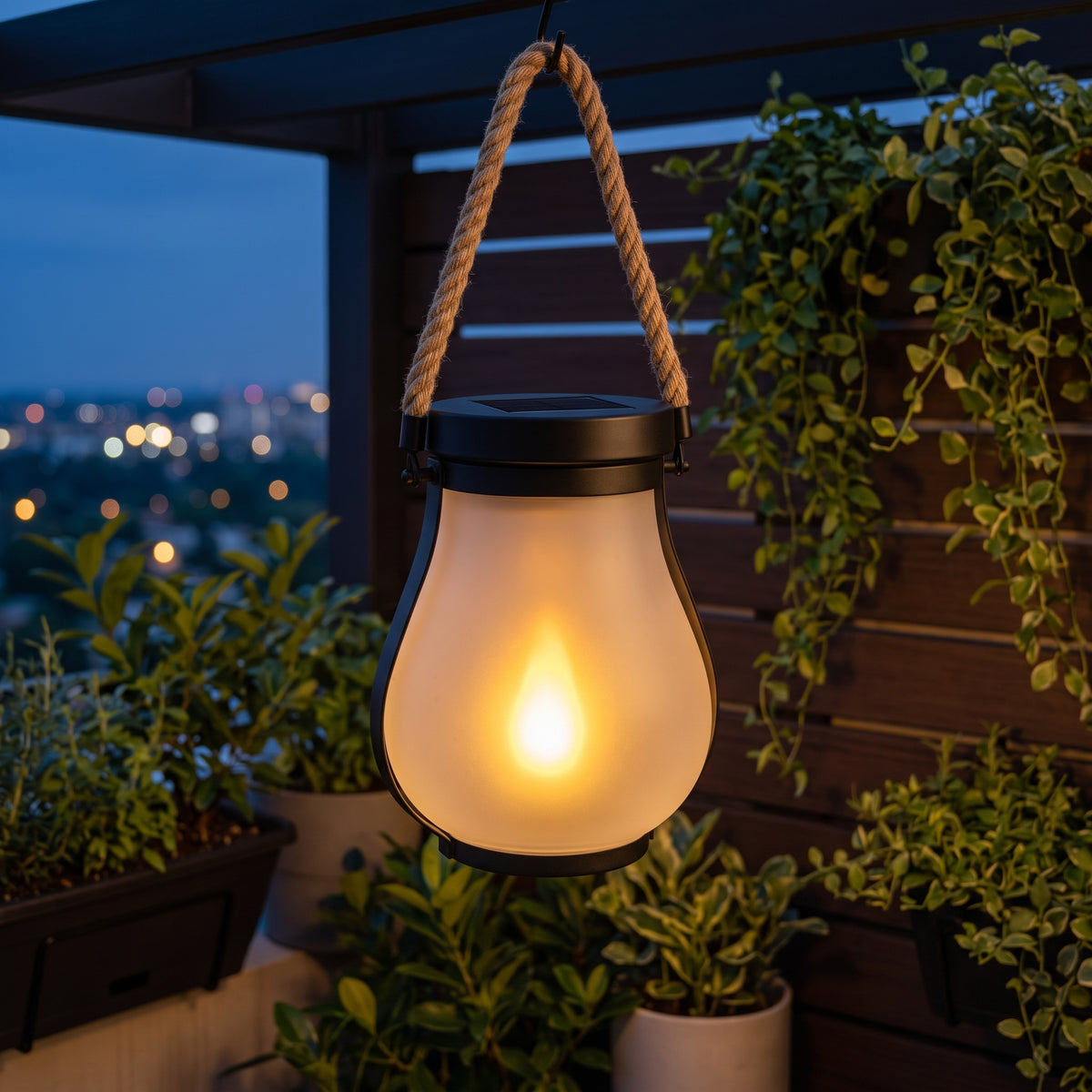 Solar Flame Effect Garden Lantern – Waterproof LED Outdoor Light