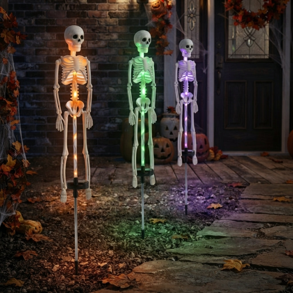 Solar Skeleton Garden Stake Light - LED Halloween Yard Decor