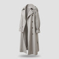 Women's Long Trench Coat with Lapel Collar