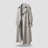 Women's Long Trench Coat with Lapel Collar