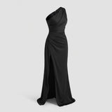 Women's Satin One-Shoulder Maxi Dress