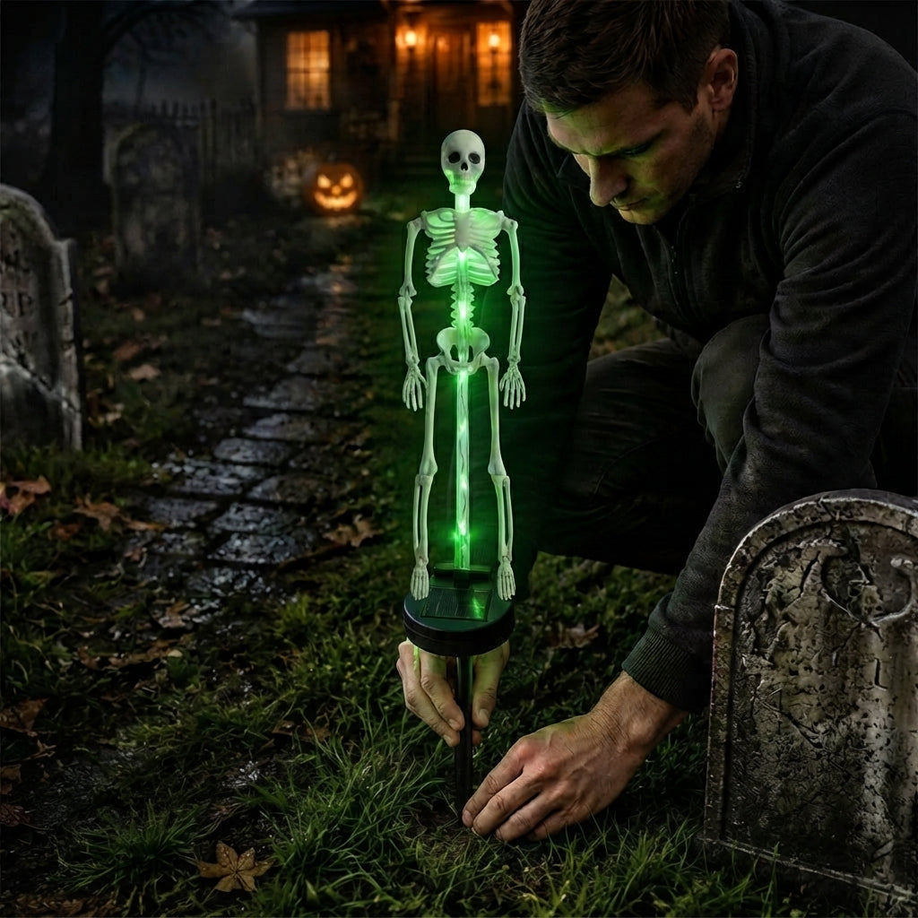 Solar Skeleton Garden Stake Light - LED Halloween Yard Decor