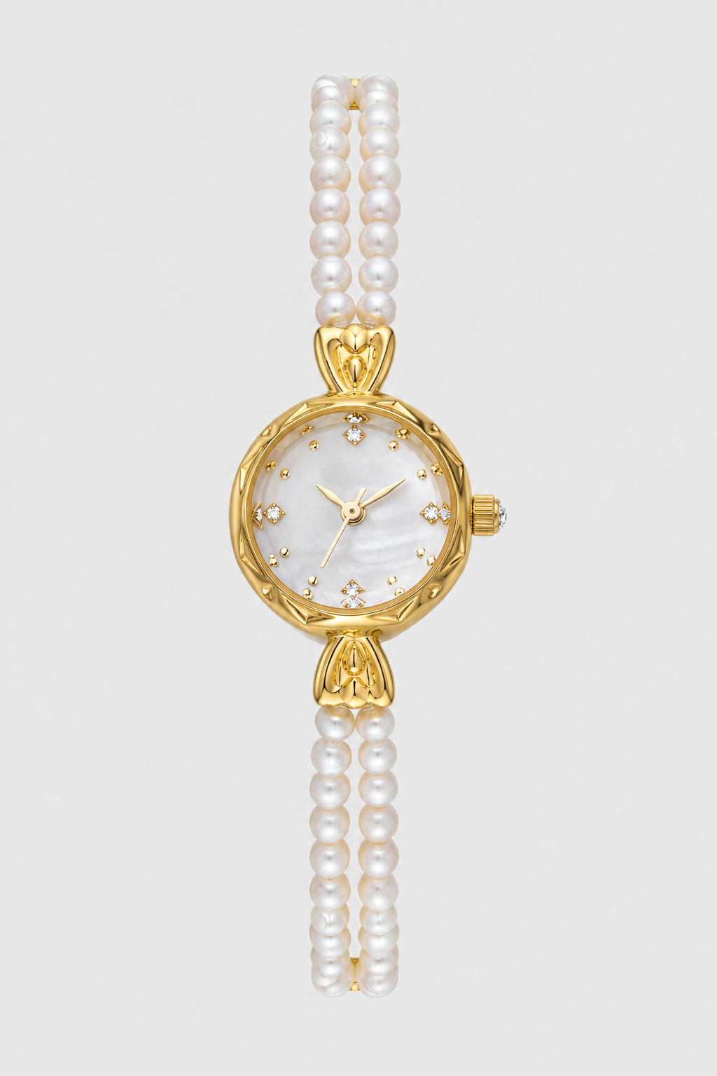 Gold-tone Watch with Natural Pearls