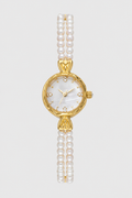 Gold-tone Watch with Natural Pearls