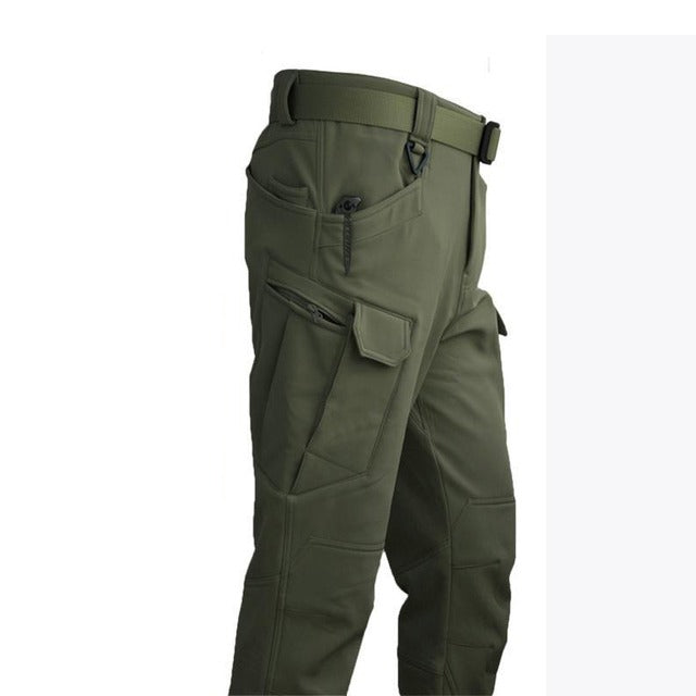Men's Outdoor Set - Padded Winter Jacket with Hood and Cargo Pants