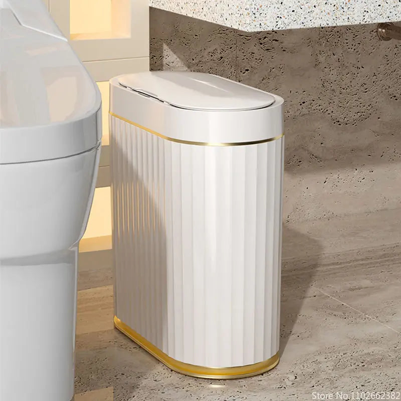 Touchless Waste Bin - Modern Vertical Ribbed Design