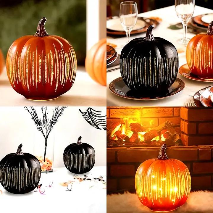 Twinkle Light Pumpkin Lamp with Timer - LED Halloween Decor