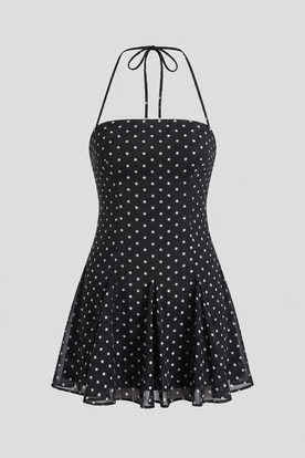 Rochie mini halter cu buline