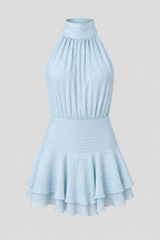 High-Neck Halter Mini Dress