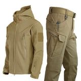 Men's Outdoor Set - Padded Winter Jacket with Hood and Cargo Pants