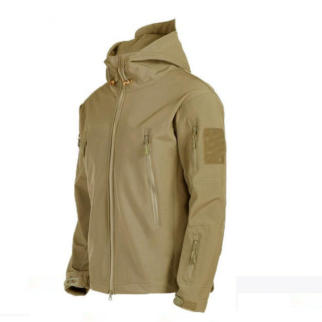 Men's Outdoor Set - Padded Winter Jacket with Hood and Cargo Pants