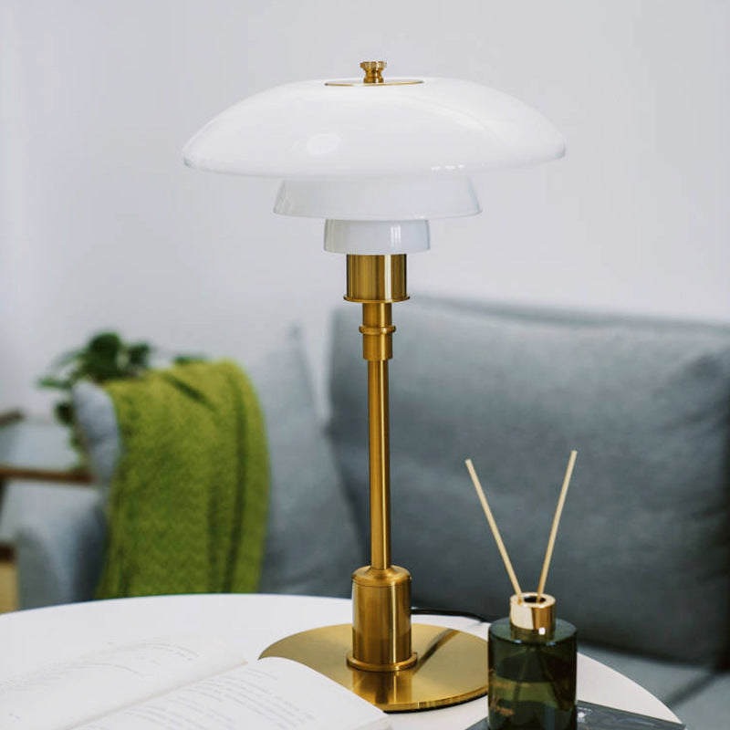 Modern Danish Designer Table Lamp - Layered Shade, LED