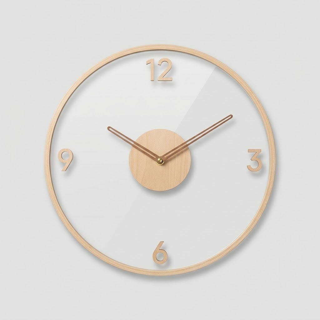 Silent Design Wall Clock - Acrylic & Wood