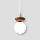 Nordic Orb Ceiling Lamp - Wood Grain & Metal Accent