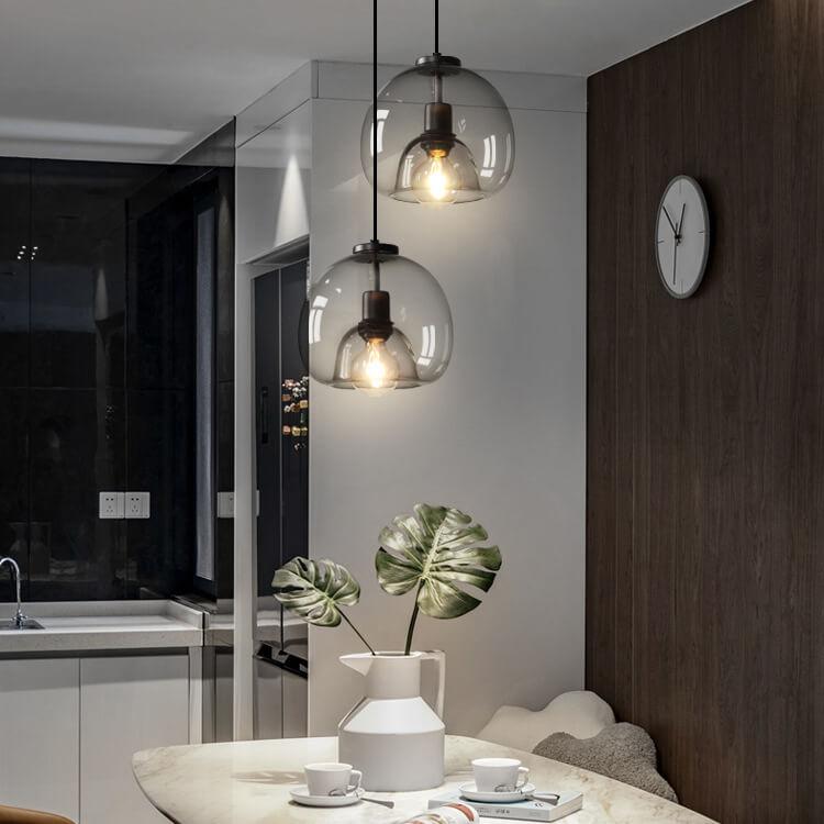 Smoke Glass Pendant Lamp - Hand-Blown Glass Design
