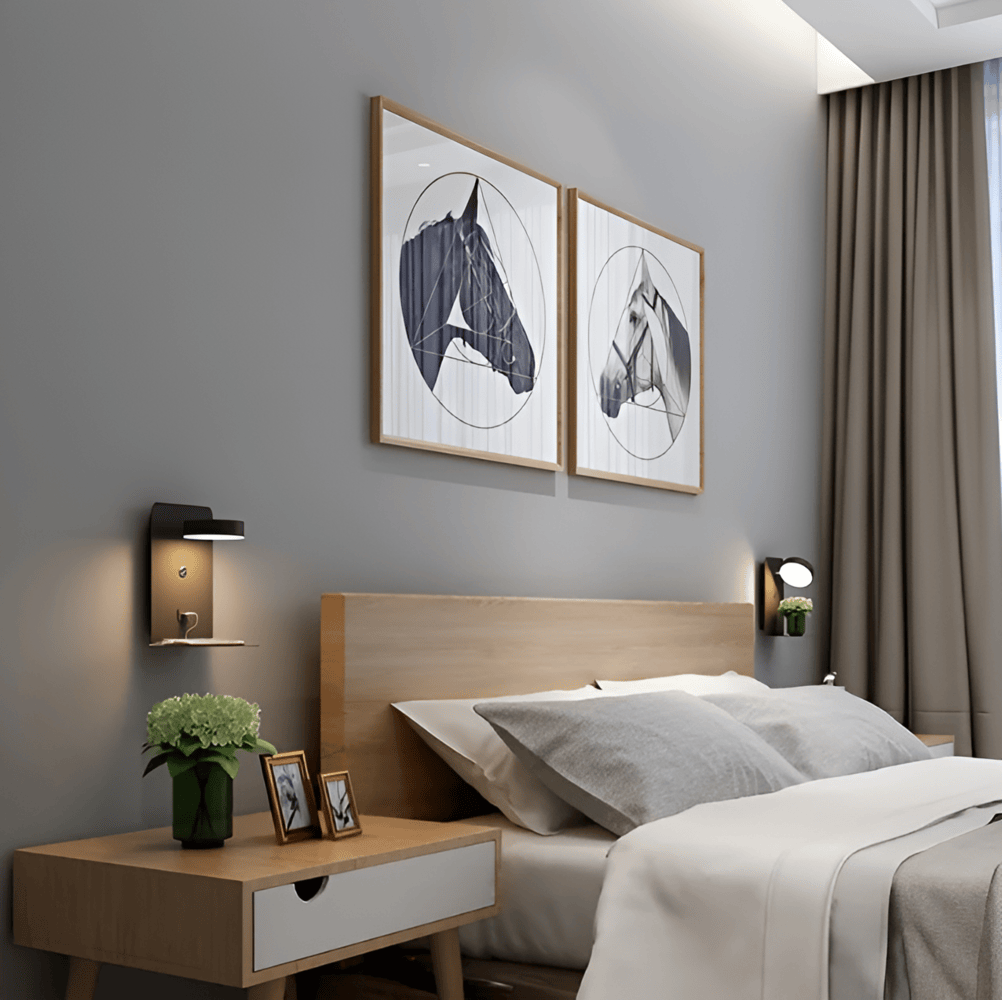 DualDelight LED Wall Lamp with Shelf & USB Port