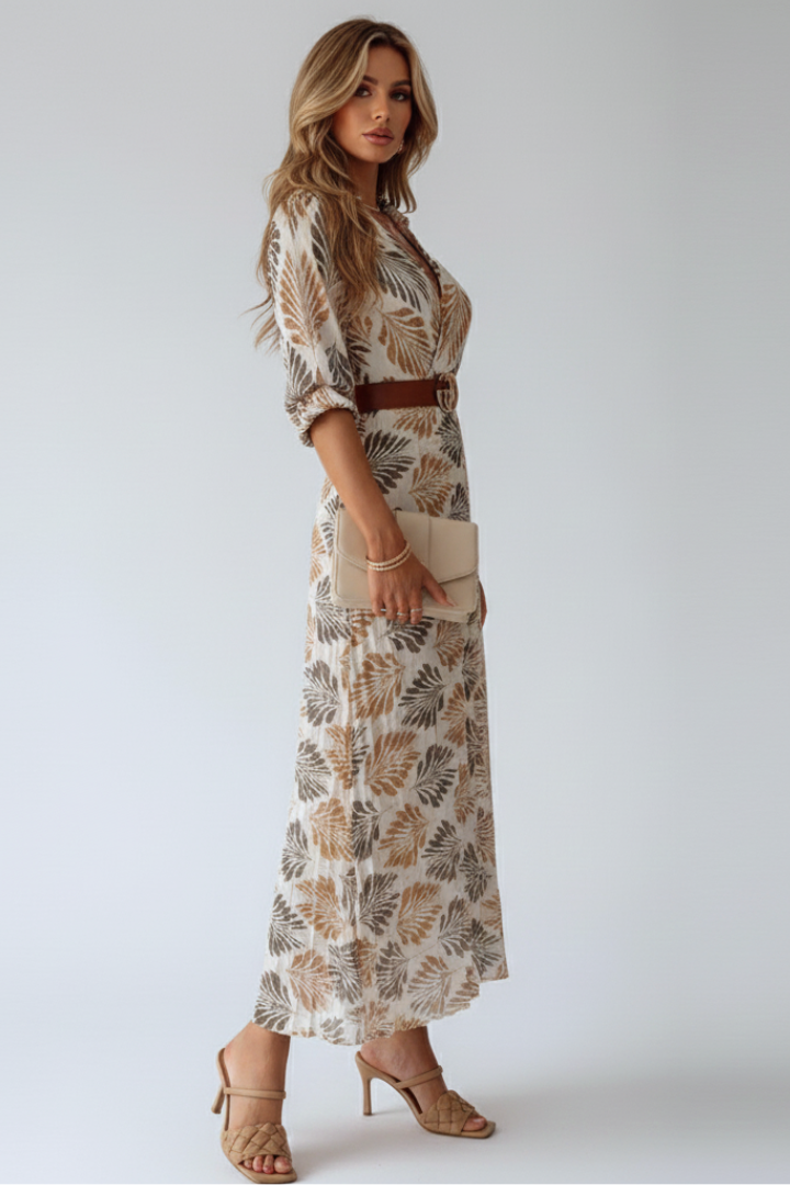 Women's Maxi Dress with Pattern and Elbow Sleeves in Floral - View 3.0 | Roselva