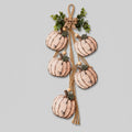 Wooden Pumpkin Door Hanger - 5-Piece Set with Plaid Bow